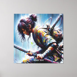 Impressão Em Tela Fantasy Cute Ninja Female Katana