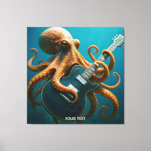 Impressão Em Tela Fantasy Cute Octopus Tocando Violão