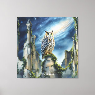 Impressão Em Tela Fantasy Cute Owl Old Ruins