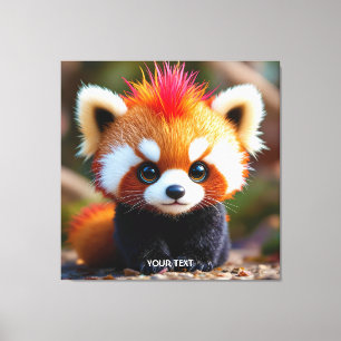 Impressão Em Tela Fantasy Cute Panda Red Hai
