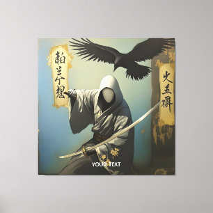 Impressão Em Tela Fantasy Cute Samurai Katana Mask