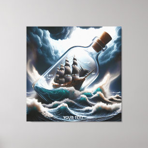 Impressão Em Tela Fantasy Cute Ship Bottle Sea