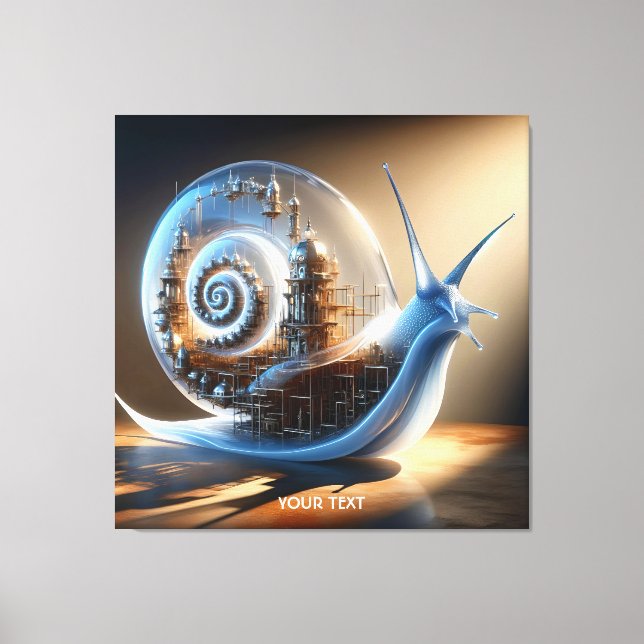 Impressão Em Tela Fantasy Cute Snail Steampunk Cidade (Frente)