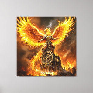 Impressão Em Tela Fantasy Cute Steampunk Flames Phoenix