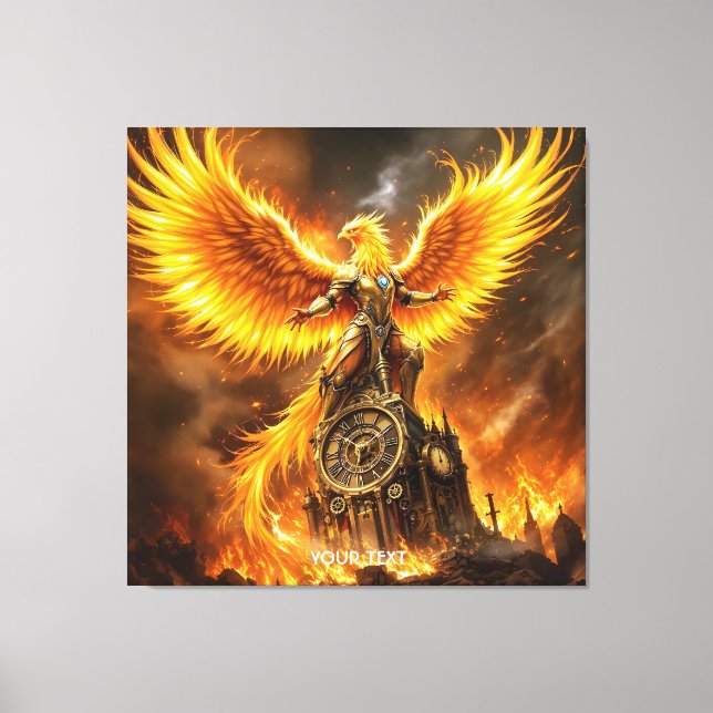 Impressão Em Tela Fantasy Cute Steampunk Flames Phoenix (Frente)