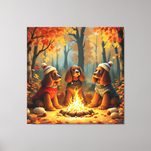 Impressão Em Tela Fantasy Cute Three Autumn Dogs
