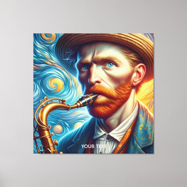 Impressão Em Tela Fantasy Cute Van Gogh Saxofone (Frente)