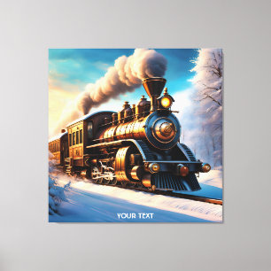 Impressão Em Tela Fantasy Cute Vivid Old Train Winter