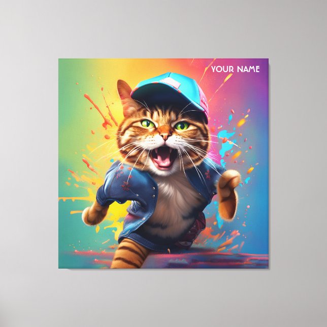 Impressão Em Tela Fantasy Gato Bonito Dançando pop (Frente)