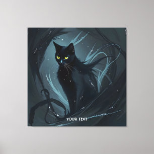 Impressão Em Tela Fantasy - Gato Bonito - Preto Noturno