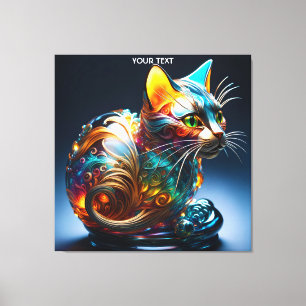 Impressão Em Tela Fantasy - Gato Bonito Vivid Jewelry Bonito