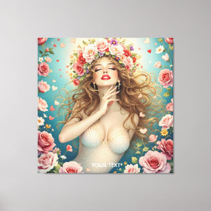 Impressão Em Tela Fantasy Girls Hearts Flowers