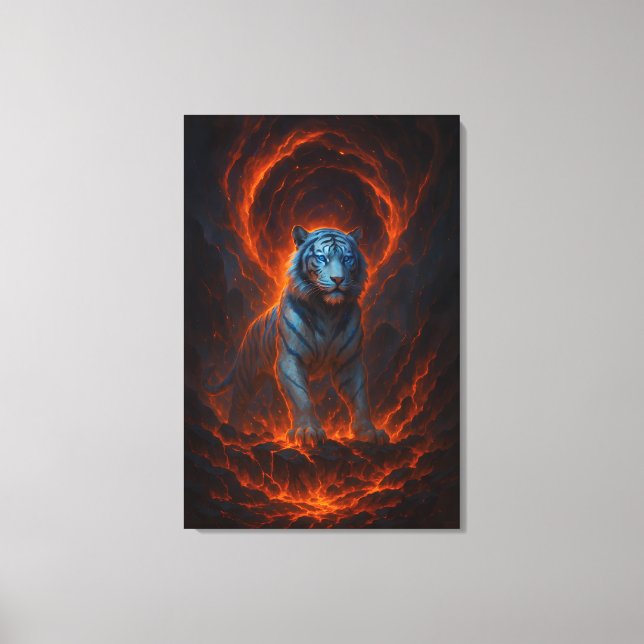 Impressão Em Tela Fantasy White Tiger – Mystic Aura Series (Frente)