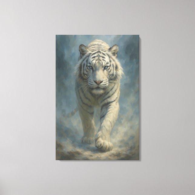 Impressão Em Tela Fantasy White Tiger – Mystic Aura Series | ManJian (Frente)