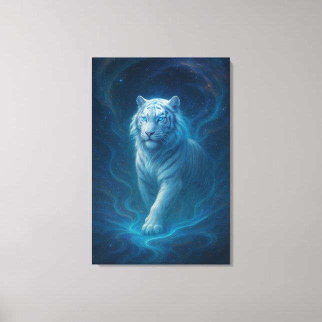 Impressão Em Tela Fantasy White Tiger – Mystic Aura Series | ManJian (Frente)