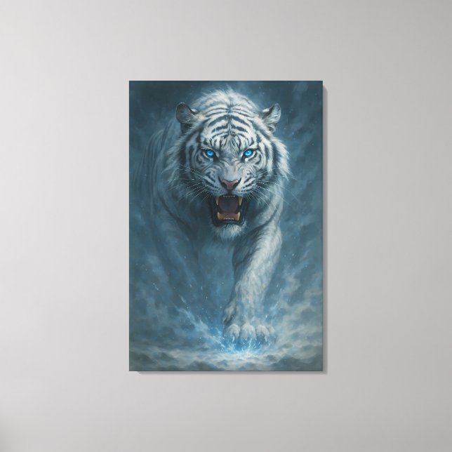 Impressão Em Tela Fantasy White Tiger – Mystic Aura Series | ManJian (Frente)