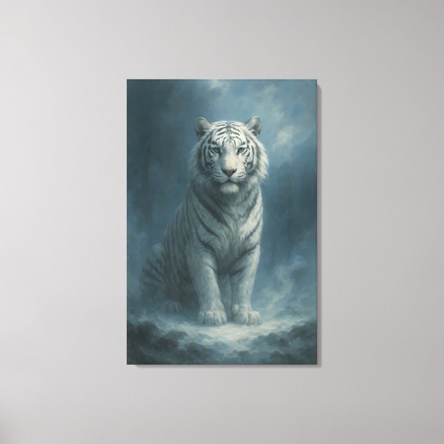 Impressão Em Tela Fantasy White Tiger – Mystic Aura Series | ManJian (Frente)