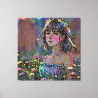 *~ Fantasy Wild Flowers AP56 Art Painting Girl