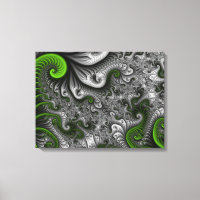 Fantasy World Green Cinza Fractal Triptych