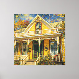 Impressão Em Tela Fantasy Yellow Victorian House