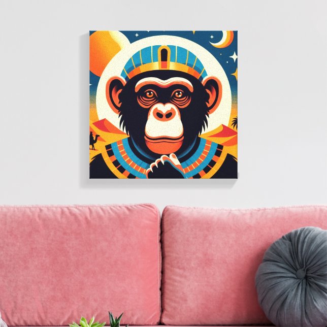 Impressão Em Tela Faraó Chimpanzé Tut 6 (Insitu(Sala de estar))