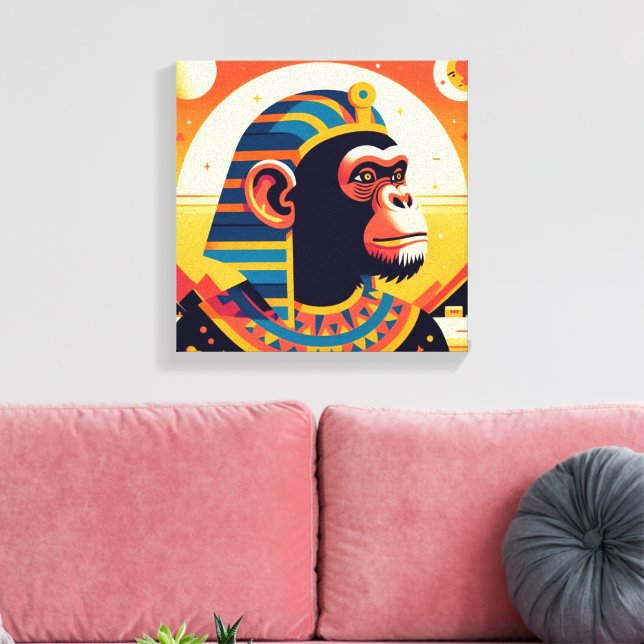 Impressão Em Tela Faraó Chimpanzé Tut 8 (Insitu(Sala de estar))