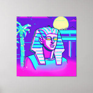 Impressão Em Tela Faraó Synthwave