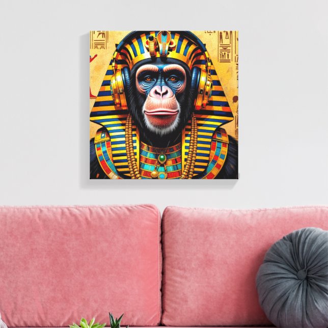 IMPRESSÃO EM TELA FARAÓ TUT-CHIMPANZÉ (Insitu(Sala de estar))
