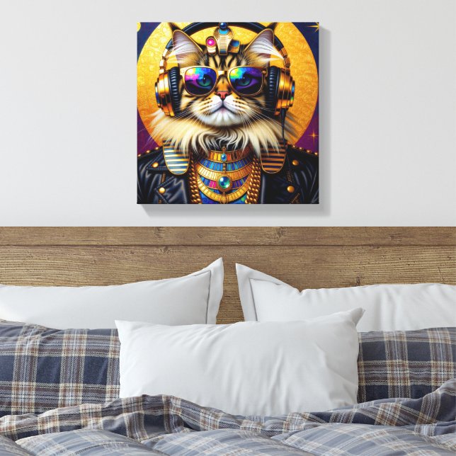 IMPRESSÃO EM TELA FARAÓ TUT-GATO PERSA 4 (Insitu(Quarto))