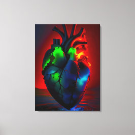 Impressão Em Tela Farbig leuchtendes Herz über Wasser