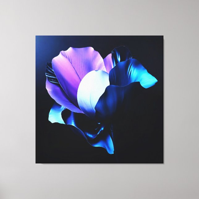 Impressão Em Tela Farbig Strahlende Blüten in Dunkelheit (Frente)