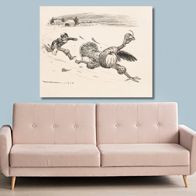 Impressão Em Tela Farmer perseguindo a Turquia - William Walker (Criador carregado)