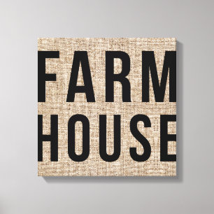 Impressão Em Tela FARMHOUSE Black Lettering Rustic Burlap Sactering