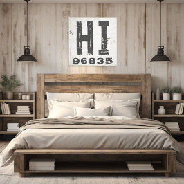 Impressão Em Tela Farmhouse Rustic State Código Zip Hawaii