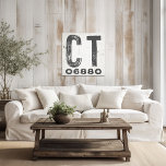 Impressão Em Tela Farmhouse Rustic State Zip Code Connecticut<br><div class="desc">Este sinal rústico é uma maneira simples de mostrar seu amor por casa. O CEP pode ser personalizado com qualquer CEP no estado. Faz um presente de excelente. Criado pela imprensa simplesmente de farmácia.</div>