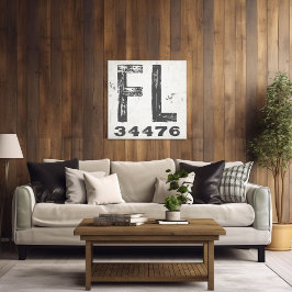 Impressão Em Tela Farmhouse Rustic State Zip Code Flórida