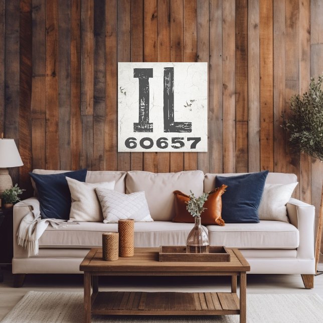 Impressão Em Tela Farmhouse Rustic State Zip Code Illinois (Criador carregado)