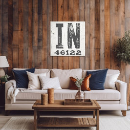 Impressão Em Tela Farmhouse Rustic State Zip Code Indiana