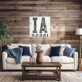 Impressão Em Tela Farmhouse Rustic State Zip Code Iowa