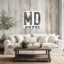 Impressão Em Tela Farmhouse Rustic State Zip Code Maryland