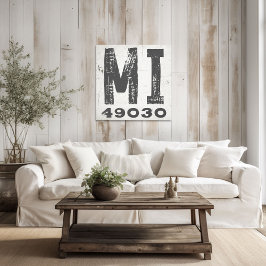 Impressão Em Tela Farmhouse Rustic State Zip Code Michigan