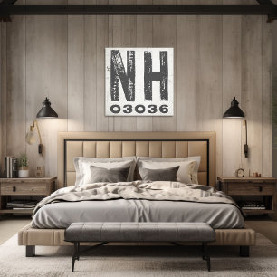Impressão Em Tela Farmhouse Rustic State Zip Code New Hampshire