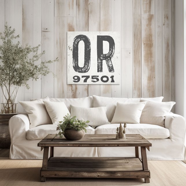 Impressão Em Tela Farmhouse Rustic State Zip Code Oregon (Criador carregado)