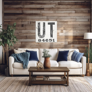 Impressão Em Tela Farmhouse Rustic State Zip Code Utah