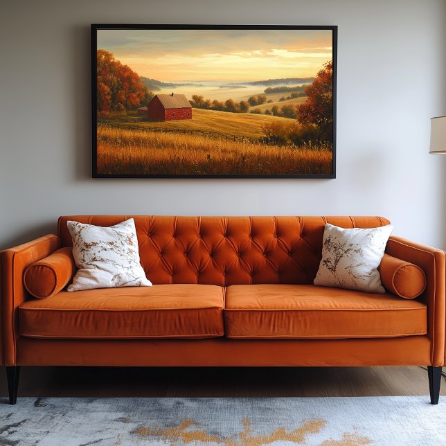 Impressão Em Tela Farmstead no Sunrise com Colinas Rolantes (Farm Artwork)