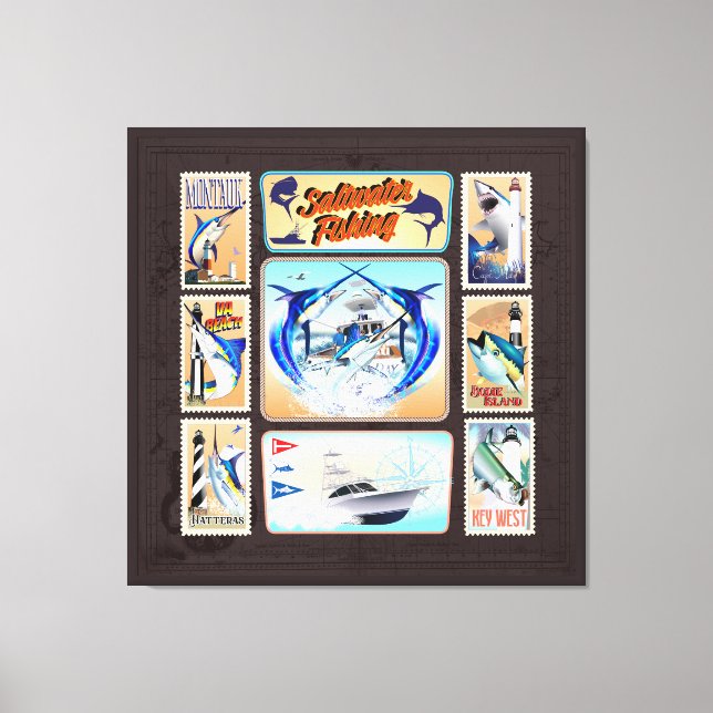 Impressão Em Tela Faróis De Pesca De Água Salgada (Frente)