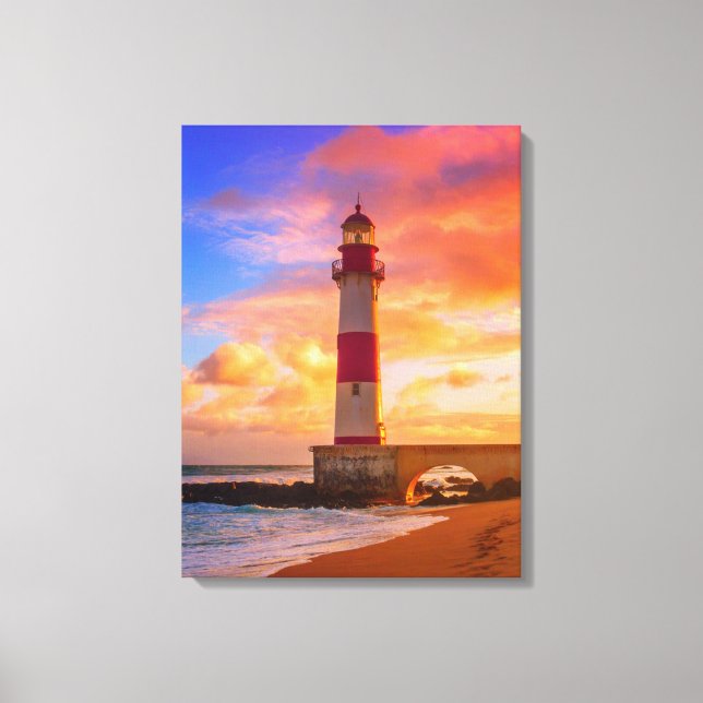 Impressão Em Tela Faróis | Farol de Itapuã Bahia Brasil (Frente)