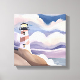 Impressão Em Tela Farol à Beira-Mar | Pintura aquarela do Oceano