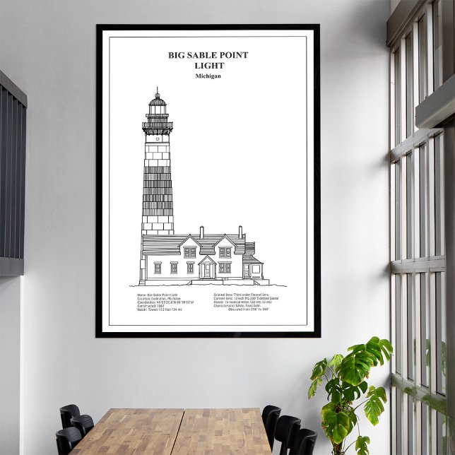 Impressão Em Tela Farol Big Sable Point - Michigan - BD (Big Sable Point Lighthouse - Michigan - BD. Canvas Print)