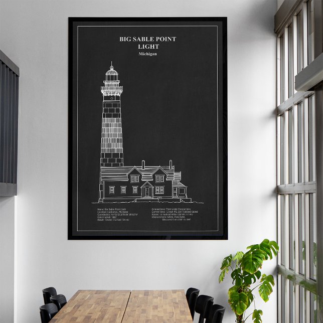 Impressão Em Tela Farol Big Sable Point - Michigan – PD (Big Sable Point Lighthouse - Michigan – PD. Canvas Print)